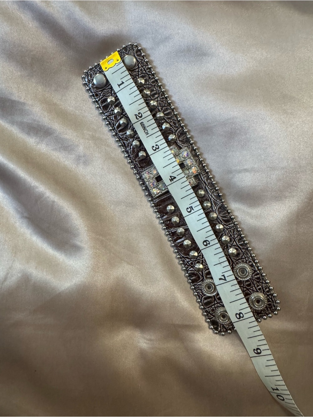 Embellished Cross Wide Cuff Leather Bracelet NWOT - Picture 6 of 6